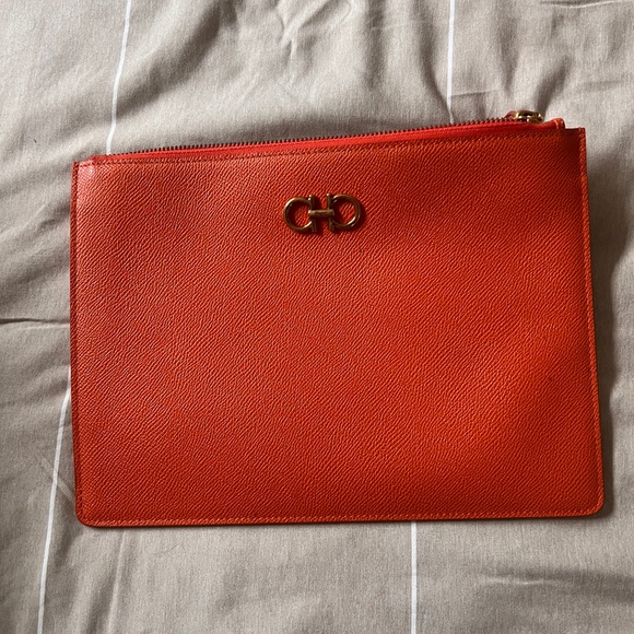 FERRAGAMO
Gancini Bit Clutch Bag In Orange - Picture 3 of 6